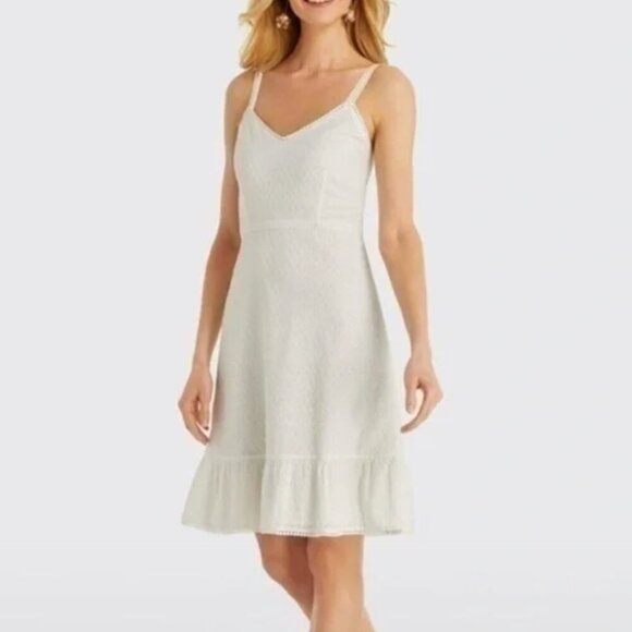 NWT Draper James Collection Eyelet Flounce Dress White Cotton - Picture 1 of 10
